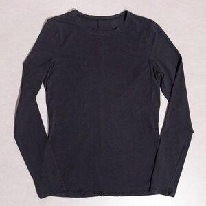Lululemon Cotton Stretch Long Sleeve Crew Neck Shirt Black Womens Size 6 Small